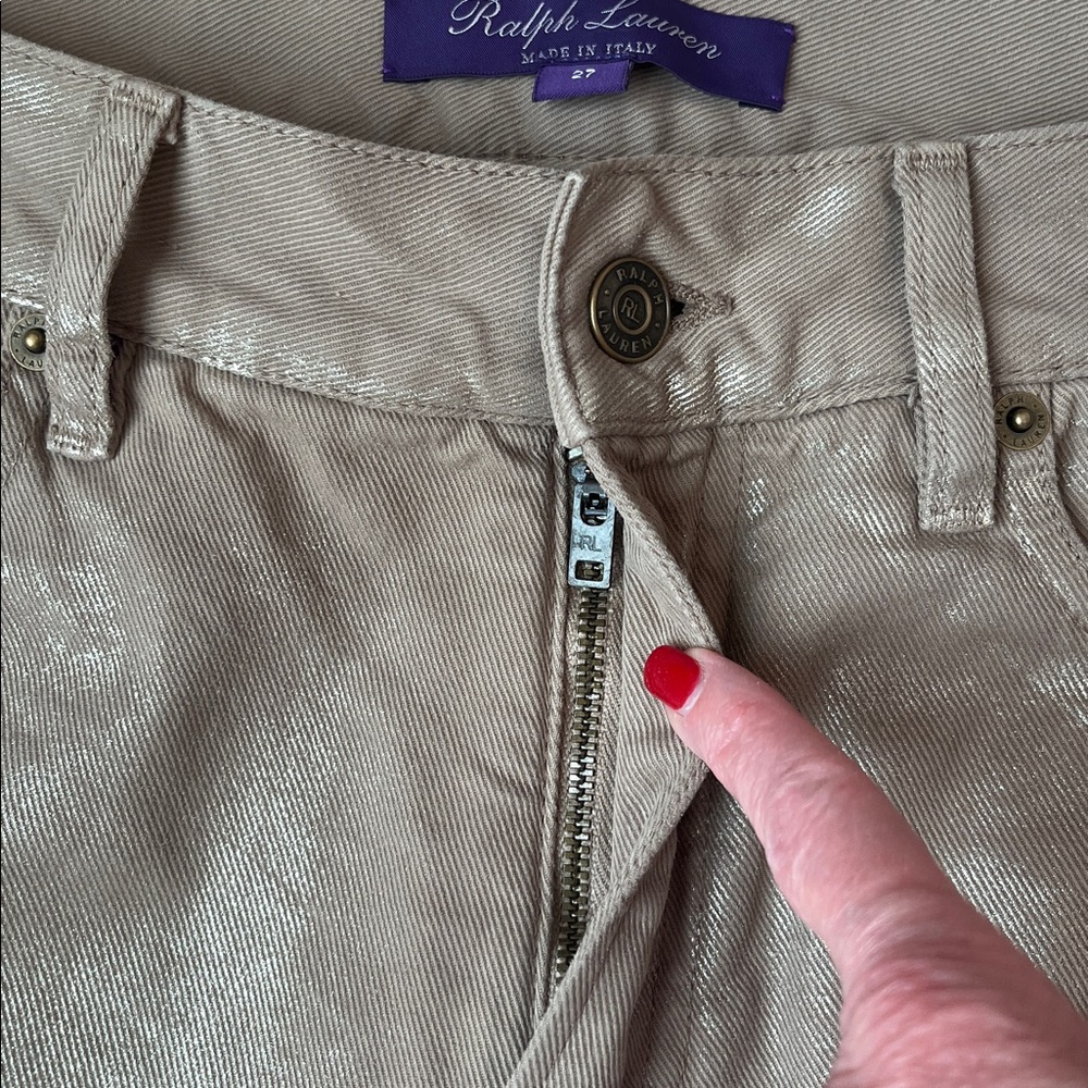 Ralph Lauren Purple Label Collection 208 Gold Metallic Boot Cut Denim Jeans - Picture 5 of 12